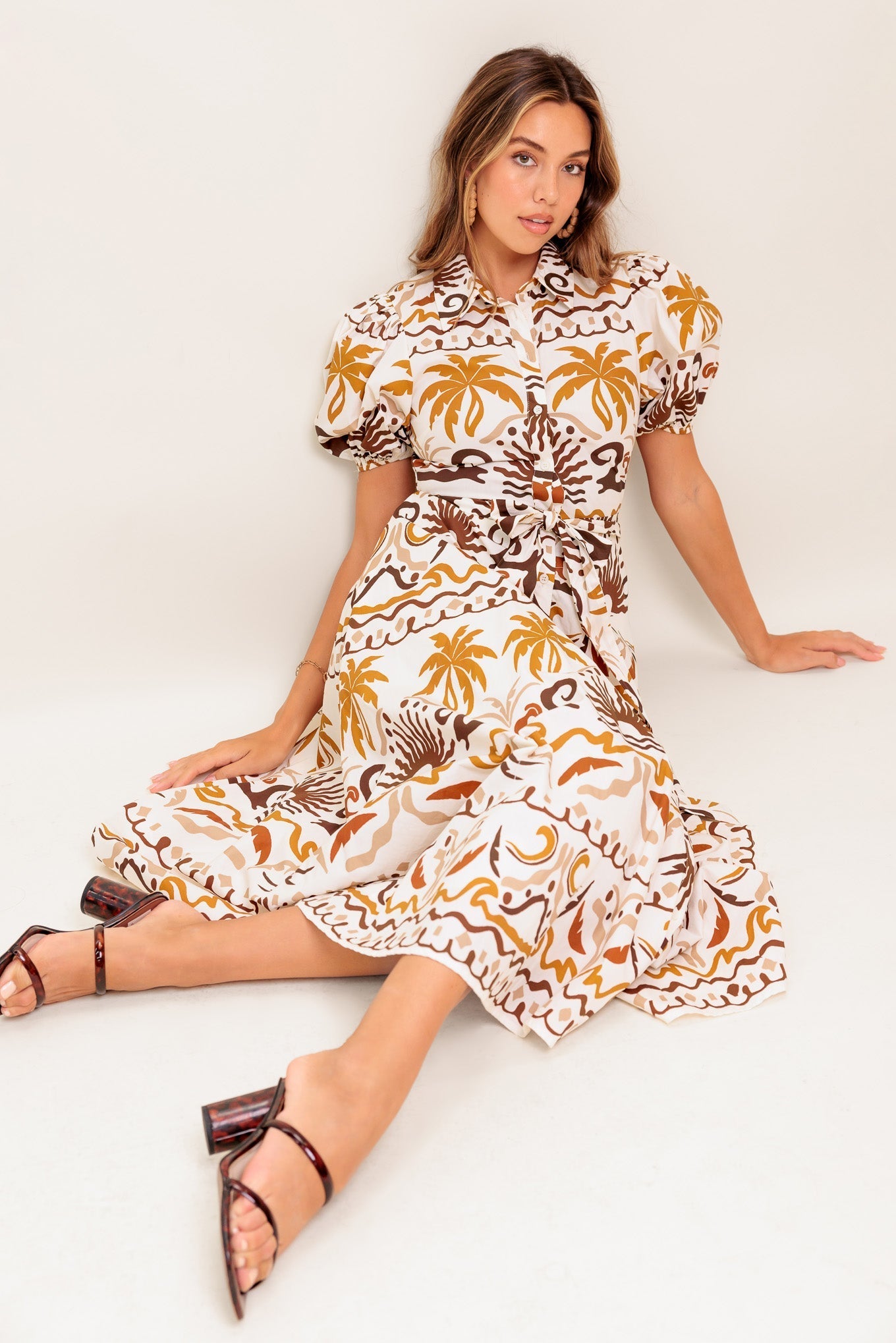 TROPICANA SUNSET WOVEN MIDI DRESS Flying Tomato